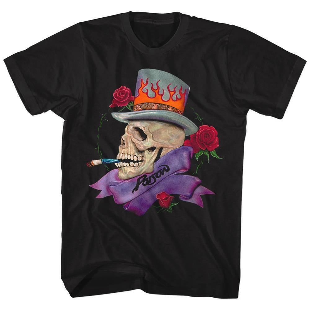 Poison Skull Smokin Black Adult T Shirt
